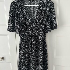 SHEIN Black and White Patterned Midi Dress
